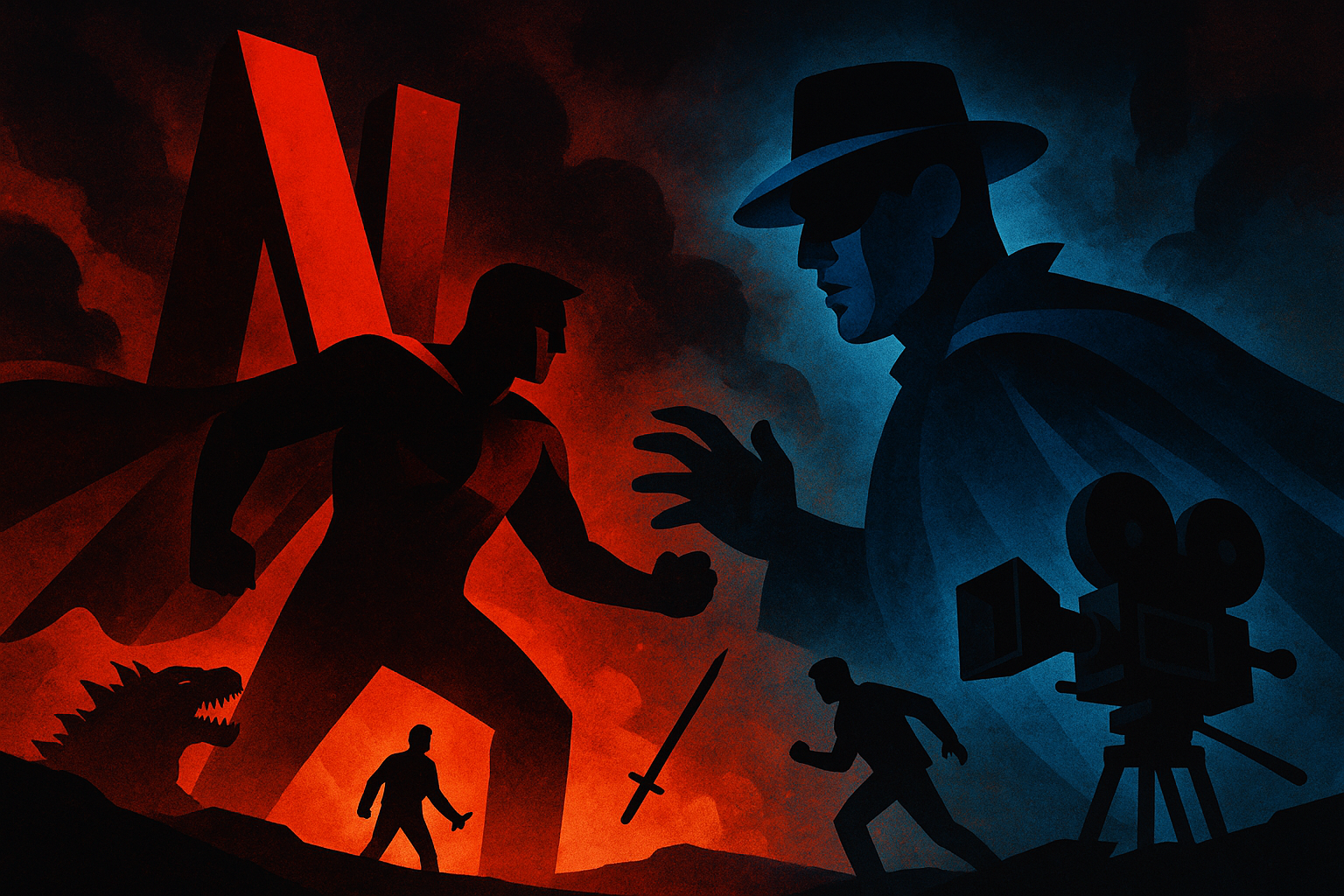 Illustration éditoriale : Netflix Reportedly Eyes All-Cash Offer for Warner Bros. Studios and HBO Max Amid Industry Shakeup